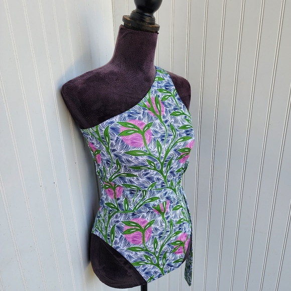 Liberty & Justice Women's One Shoulder High Leg Cheeky Cut Out One-Piece Sz L - Picture 2 of 16